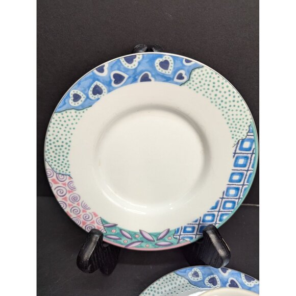 Studio Nova Medley Y0284 Flat Coffee Cup 8 Oz and Saucer Set with Extra Saucer - Picture 2 of 8